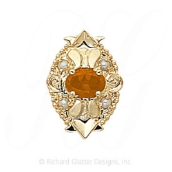 GS312 CIT/PL - 14 Karat Gold Slide with Citrine center and Pearl accents 